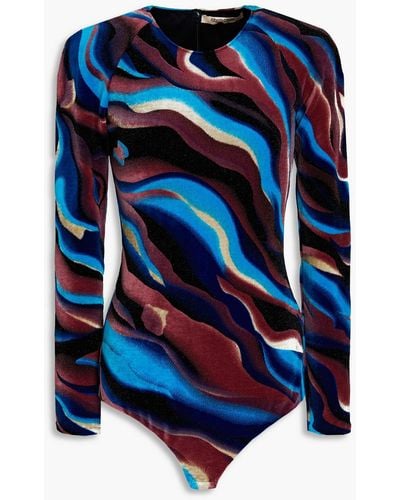 Roberto Cavalli Printed Chenille Bodysuit - Blue
