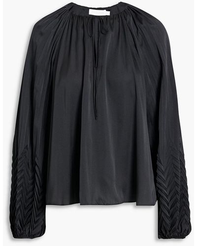 Jonathan Simkhai Wanda bluse aus satin mit falten - Schwarz
