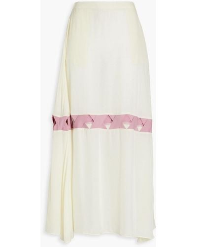 VALIMARE Sardinia Cutout Chiffon Maxi Skirt - White
