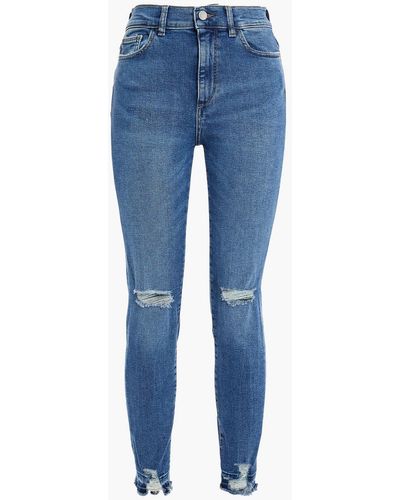 DL1961 Farrow Distressed High-rise Skinny Jeans - Blue