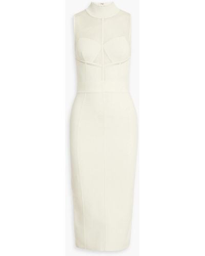 Hervé Léger Paneled Bandage Midi Dress - White