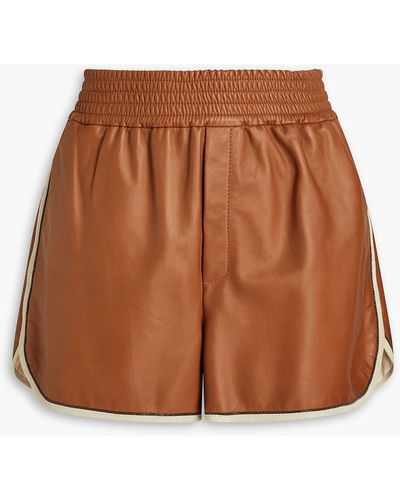 Brunello Cucinelli Bead-embellished Leather Shorts - Brown