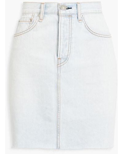 Rag & Bone Frayed Denim Mini Skirt - White