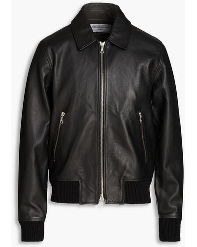 Officine Generale Clifton Pebbled-leather Jacket - Black