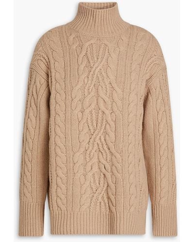 Vince Cable-knit Wool And Cashmere-blend Turtleneck Sweater - Natural