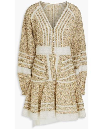 Veronica Beard Addilyn Button-embellished Cotton Mini Dress - Natural