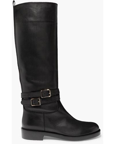 Gianvito Rossi Buckled Leather Knee Boots - Black