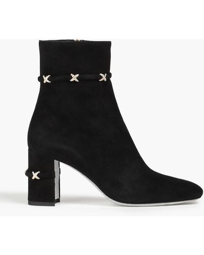 Rene Caovilla Carrie Crystal-embellished Suede Ankle Boots - Black