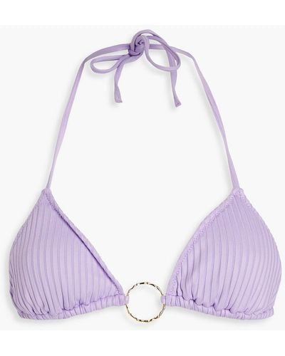 Melissa Odabash Miami Ribbed Triangle Bikini Top - Purple