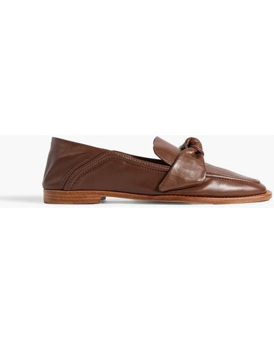 Alexandre Birman Clarita Leather-trimmed Bow-embellished Suede Loafers - Brown