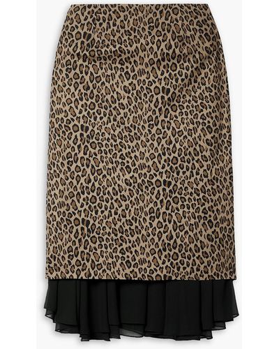 Les Rêveries Layered Chiffon And Leopard-print Cotton Skirt - Multicolor