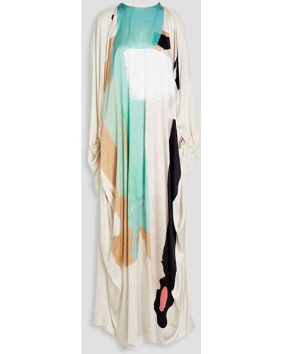 ROKSANDA Lilee Draped Printed Silk-satin Maxi Dress - White