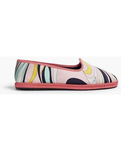 Emilio Pucci Printed Twill Slippers - Pink