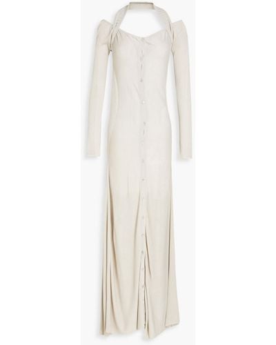 Jacquemus Lagoa Cold-shoulder Knitted Halterneck Maxi Dress - White