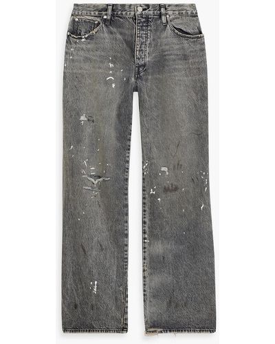FRAME Distressed Painted Denim Jeans - Gray