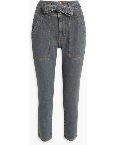Veronica Beard Logan Belted High-rise Straight-leg Jeans - Grey