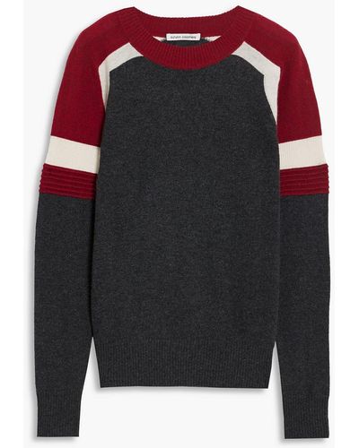 Autumn Cashmere Color-block Ribbed Cashmere Sweater - Gray