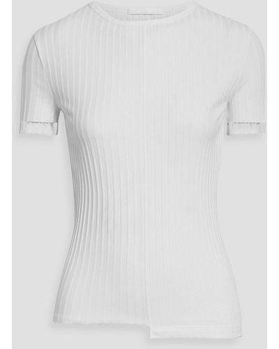 Helmut Lang Ribbed Pima Cotton-blend Jersey Top - White