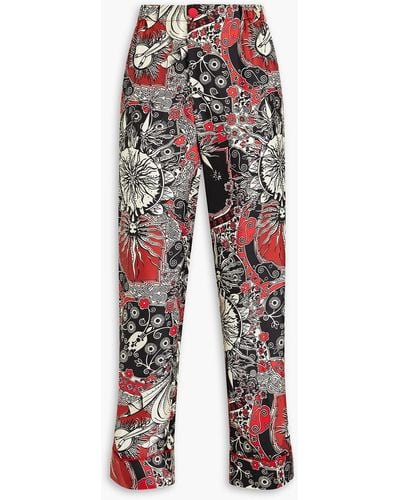 F.R.S For Restless Sleepers Etere Printed Silk-twill Straight-leg Pants - Red