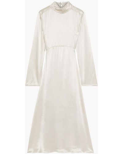 Iris & Ink Augustine Satin Midi Dress - White