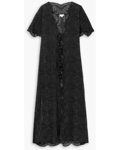 Miguelina Imani Broderie Anglaise Cotton Coverup - Black