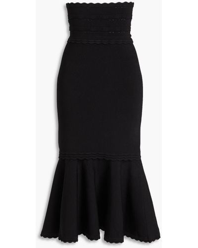 Victoria Beckham Fluted Pointelle-knit Midi Skirt - Black