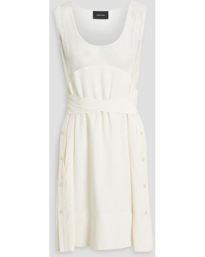 Simone Rocha Mesh-paneled Crepe De Chine Mini Dress - White