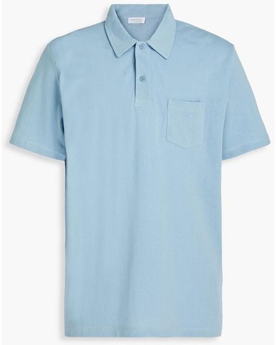 Sunspel Cotton-mesh Polo Shirt - Blue