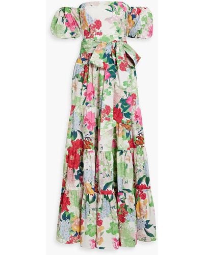 Cara Cara Wethersfield Off-the-shoulder Floral-print Cotton-poplin Maxi Dress - White