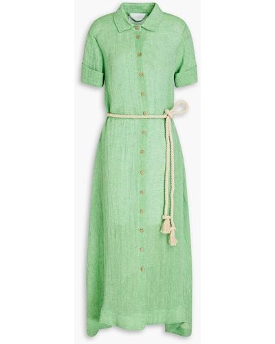 Lisa Marie Fernandez Linen-blend Gauze Midi Dress - Green