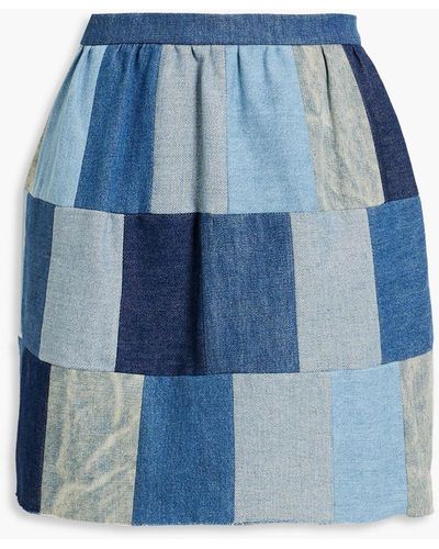RED Valentino Patchwork Denim Mini Skirt - Blue