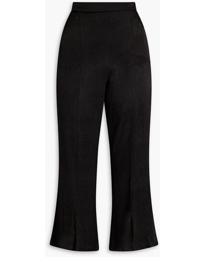 Stateside Cropped Satin-jacquard Kick-flare Trousers - Black