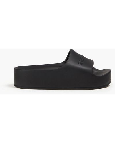 Balenciaga Rubber Platform Slides - Black