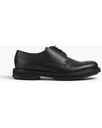 Emporio Armani Pebbled-leather Derby Shoes - Black