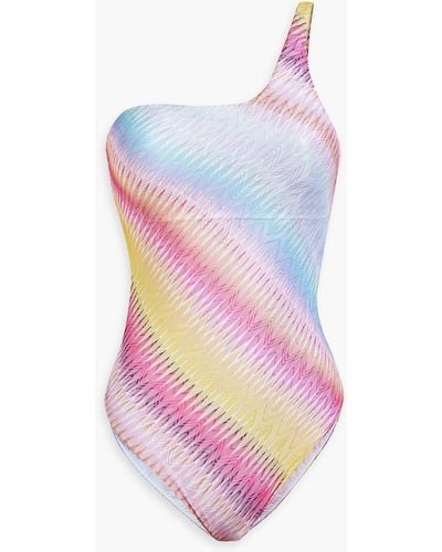 Missoni Mare One-shoulder Crochet-knit Swimsuit - Pink