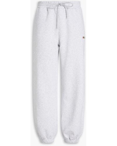 MSGM Embroidered Cotton-blend Fleece Track Trousers - White