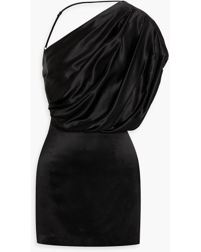 Michelle Mason Asymmetric Draped Silk-satin Mini Dress - Black