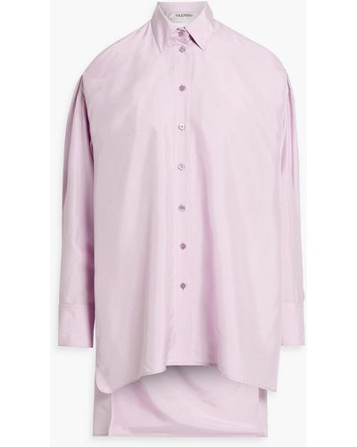 Valentino Garavani Cutout Draped Silk-poplin Shirt - Pink