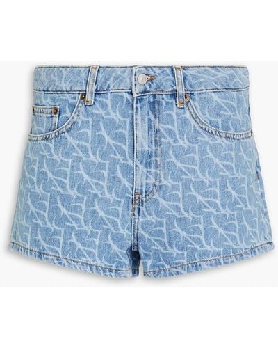 Ba&sh Printed Denim Shorts - Blue