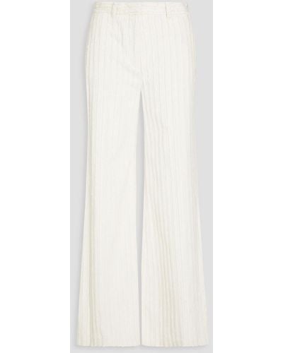 Victoria Beckham 70s Cotton-corduroy Wide-leg Trousers - White