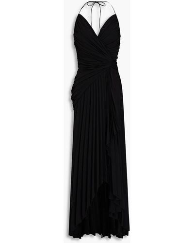 Alexandre Vauthier Wrap-effect Pleated Crepe Halterneck Dress - Black
