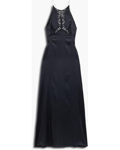 La Perla Embroidered Silk-blend Satin Nightdress - Black