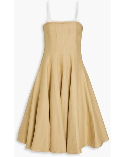Jacquemus Layered Tulle And Linen Midi Dress - Natural