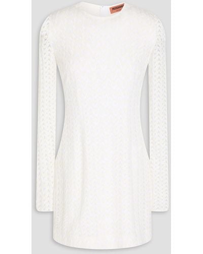 Missoni Crochet-knit Wool-blend Mini Dress - White