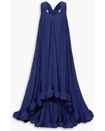 Lanvin Ruffled Chiffon Gown - Blue