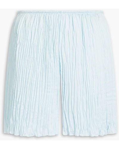 Vince Plissé Crepe-satin Shorts - Blue