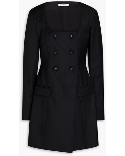 Anna Quan Wool-twill Mini Tuxedo Dress - Black