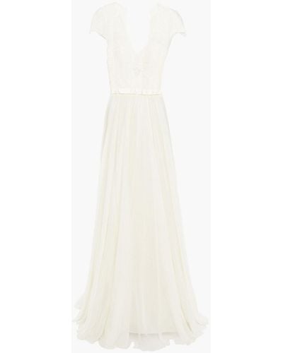 Catherine Deane Lenka Embellished Gathered Lace And Chiffon Gown - White