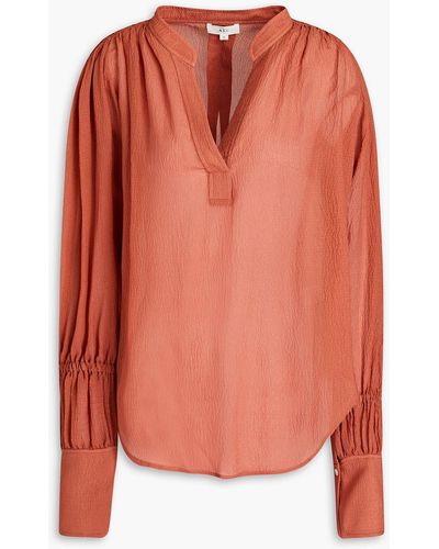 A.L.C. Blake Gathered Silk-crepon Blouse - Orange