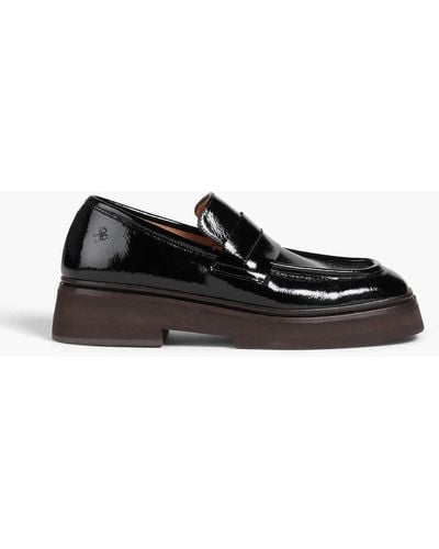 Rejina Pyo Crinkled Glossed-leather Loafers - Black